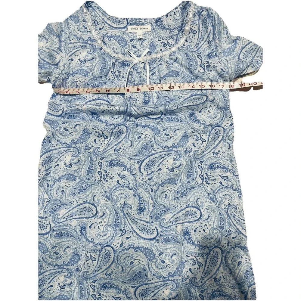 NWOT Women’s Carole Hochman Short Sleeve Blue Purple Paisley Nightshirt Size S